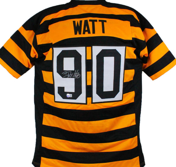 TJ Watt Autographed Black/ Yellow Pro Style Jersey-Beckett W Hologram *Silver