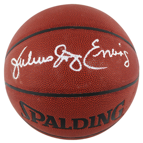 76ers Julius "Dr. J" Erving Authentic Signed Spalding Basketball BAS #BJ07002