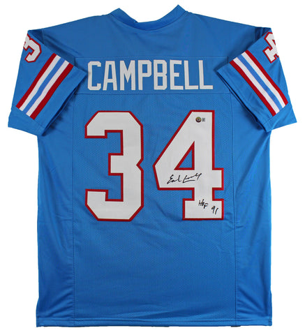 Earl Campbell "HOF 91" Authentic Signed Blue Pro Style Jersey Autographed BAS