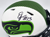 ERNEST JONES IV AUTOGRAPHED SEAHAWKS LUNAR ECLIPSE WHITE MINI HELMET MCS 242555