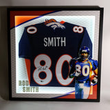 Rod Smith Autographed Denver Broncos Navy Jersey Lighted Framed Beckett COA