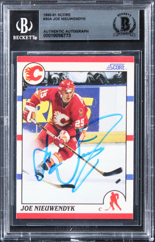 Flames Joe Nieuwendyk Authentic Signed 1990 Score #30A Card BAS Slabbed