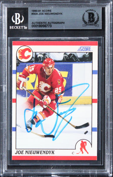 Flames Joe Nieuwendyk Authentic Signed 1990 Score #30A Card BAS Slabbed