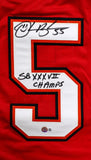 Derrick Brooks Autographed Red Pro Style Jersey w/SB Champs-Beckett W Hologram