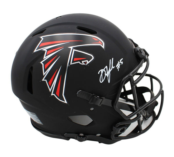 Drake London Signed Atlanta Falcons Speed Auth Eclipse Custom Decal NFL Helmet