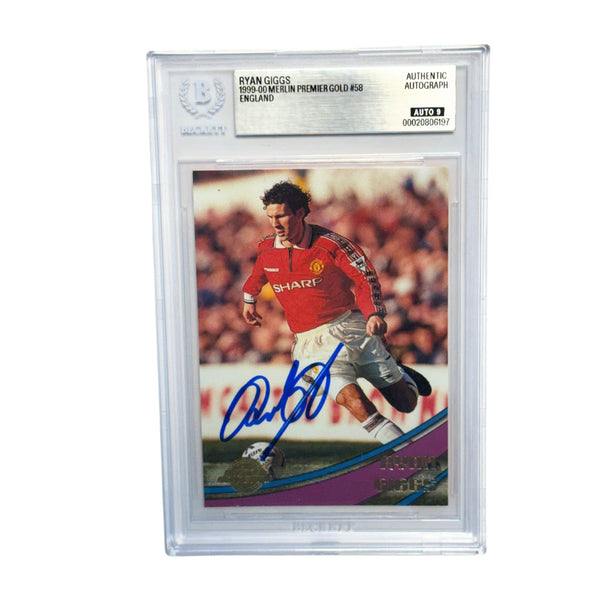 Ryan Giggs Signed 1999-00 Merlin Premier Gold #58 England - BGS AUTO 9