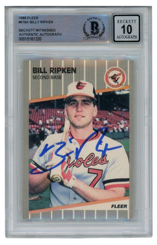 Billy Ripken Autographed 1989 Fleer #616 Error Card 10 Grade Beckett 52520