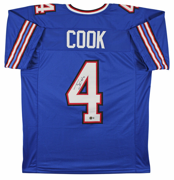 James Cook Authentic Signed Blue Pro Style Jersey Autographed BAS Witnessed