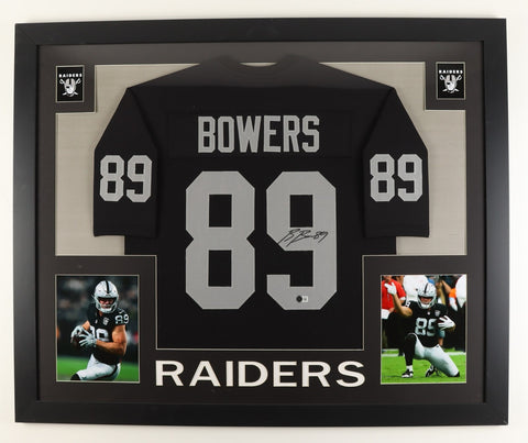 Brock Bowers Signed Las Vegas Raiders 35x43 Framed Jersey (Beckett) Pro Bowl T.E