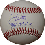 Jack Leiter Autographed/Signed Texas Rangers OML Baseball #2 Pick FAN 46783