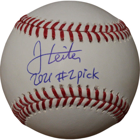 Jack Leiter Autographed/Signed Texas Rangers OML Baseball #2 Pick FAN 46783