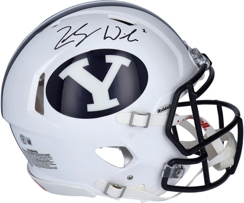 Zach Wilson BYU Cougars Signed Riddell White Speed Authentic Helmet
