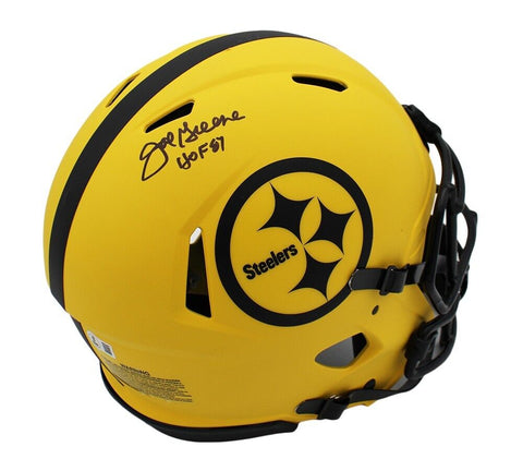 Joe Greene Signed Pittsburgh Steelers Speed Auth Rave NFL Helmet w/ "HOF 87"