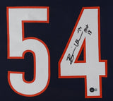 Brian Urlacher Signed Chicago Bears 35x43 Framed Jersey Insc. HOF 2018 (Becket)