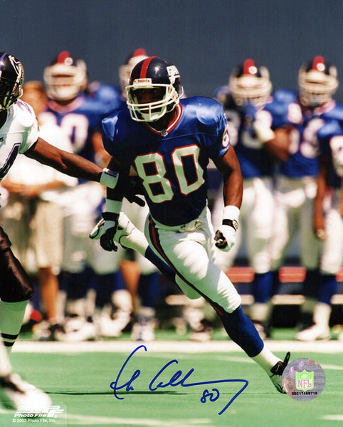 Chris Calloway Signed Giants Blue Jersey Action 8x10 Photo - (SCHWARTZ COA)