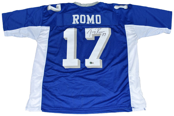 TONY ROMO SIGNED EASTERN ILLINOIS PANTHERS #17 BLUE JERSEY BECKETT