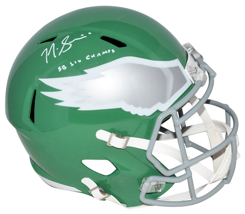 NICK SIRIANNI SIGNED PHILADELPHIA EAGLES KELLY FULL SIZE HELMET W/ SB LIX CHAMPS