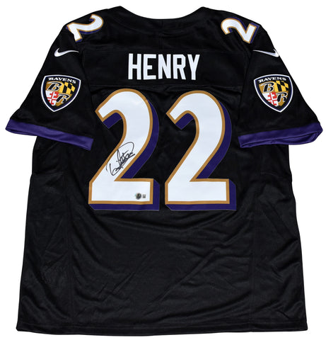 DERRICK HENRY AUTOGRAPHED BALTIMORE RAVENS #22 BLACK NIKE JERSEY BECKETT
