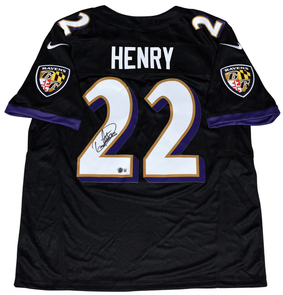 DERRICK HENRY AUTOGRAPHED BALTIMORE RAVENS #22 BLACK NIKE JERSEY BECKETT