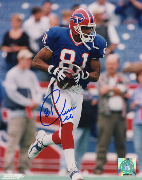 Peerless Price Signed Bills Blue Jersey With Football 8x10 Photo - (SS COA)