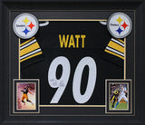 T.J. Watt Authentic Signed Black Pro Style Framed Jersey Autographed JSA Witness