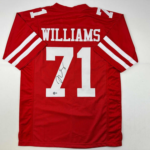 Autographed/Signed Trent Williams San Francisco Red Jersey Beckett BAS COA