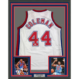 Framed Autographed/Signed Derrick Coleman 35x39 New Jersey White Jersey COA