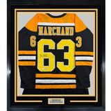 Framed Autographed/Signed Brad Marchand 35x39 Boston Black Jersey JSA COA