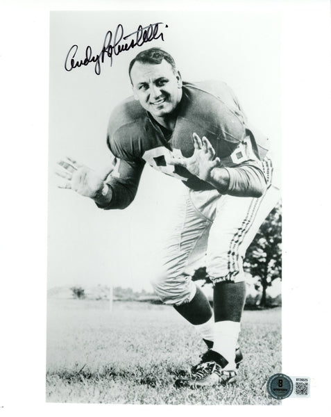 Andy Robustelli Autographed New York Giants 8x10 Photo B&W Beckett 56790