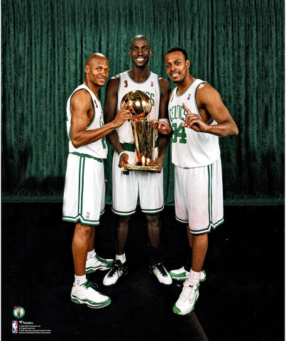 Kevin Garnett, Paul Pierce, Ray Allen Celtics Larry O'Brien Trophy 20x24 Photo