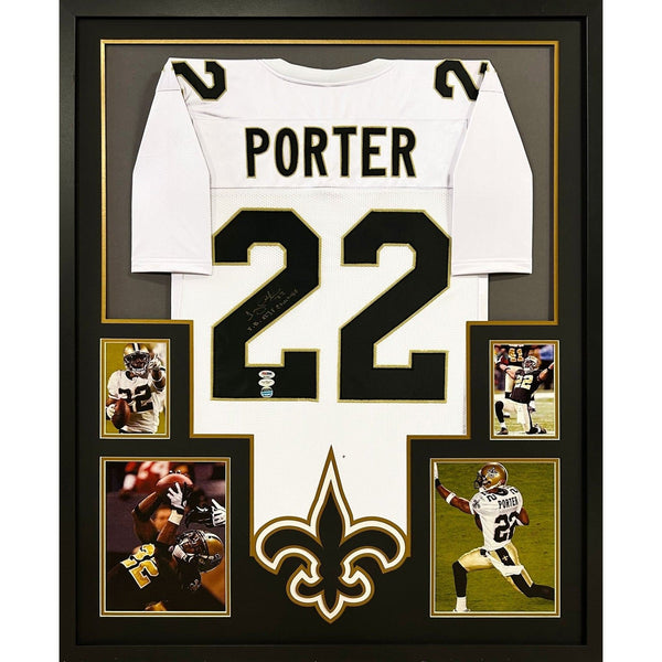 Tracy Porter Autographed Signed Framed White Saints Jersey PSA/DNA