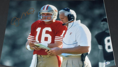 JOE MONTANA SIGNED SAN FRANCISCO 49ERS W/ BILL WALSH 16x20 PHOTO BECKETT