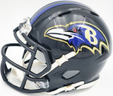 DERRICK HENRY AUTOGRAPHED RAVENS BLACK SPEED MINI HELMET BECKETT WITNESS 230108