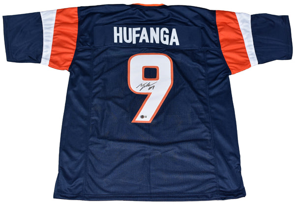TALANOA HUFANGA AUTOGRAPHED DENVER BRONCOS #9 NAVY JERSEY BECKETT