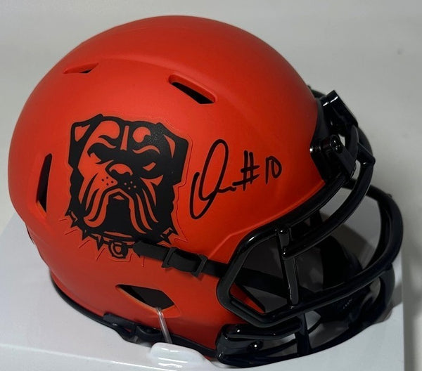 Cle Browns QUINSHON JUDKINS Signed Riddell Speed RAVE Mini Helmet AUTO - BAS