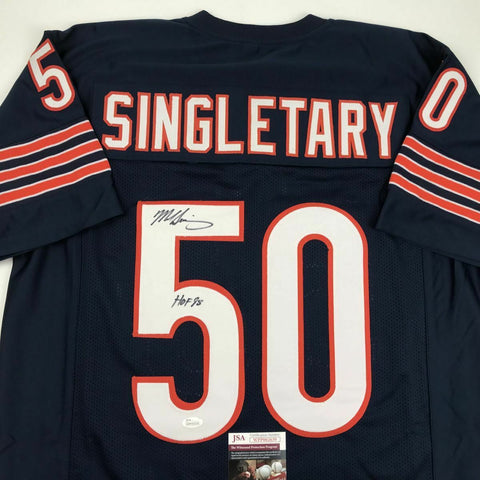 Autographed/Signed MIKE SINGLETARY HOF 98 Chicago Blue Football Jersey JSA COA