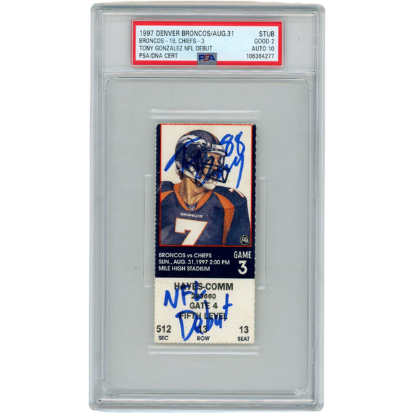 Tony Gonzalez Signed Kansas City Chiefs NFL Debut PSA 2 Ticket Slab PSA 47437