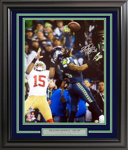RICHARD SHERMAN AUTOGRAPHED FRAMED 16X20 PHOTO SEAHAWKS THE TIP RS HOLO 191225
