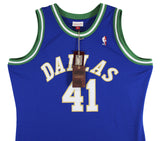 Mavericks Dirk Nowitzki Signed Blue M&N 98-19 HWC Swingman Jersey BAS #BS78002