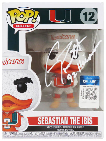 Gino Torretta Signed Miami 'Sebastian' NCAA Mascot Funko Pop Doll #12 - (SS COA)