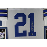 Deion Sanders Autographed Pro Style White XL Framed Jersey 35x43 Beckett 53078