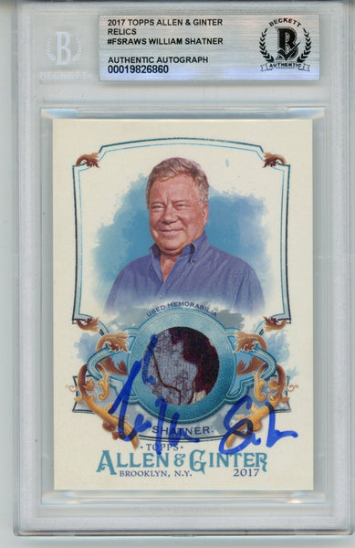 William Shatner Signed 2017 Topps Allen Ginter Relic FSRA-WS Card Slab BAS 57099