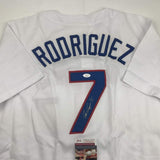 Autographed/Signed Ivan Pudge Rodriguez Texas White Baseball Jersey JSA COA