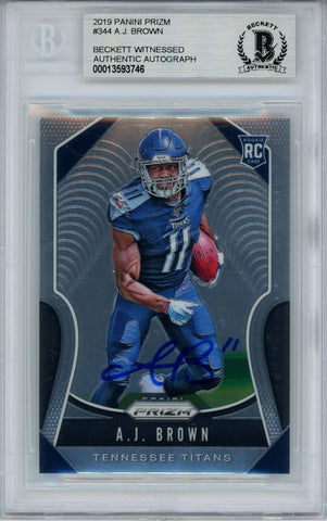 AJ Brown Autographed 2019 Panini Prizm #344 Rookie Card Beckett Slab 35036