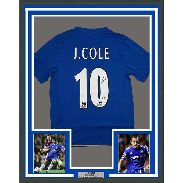 Framed Autographed/Signed Joe Cole 35x39 Chelsea FC Blue Jersey Beckett COA