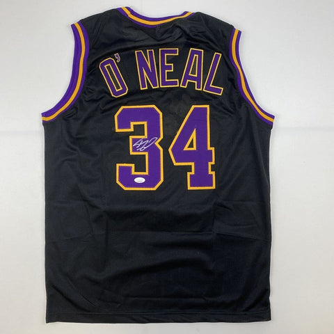 Autographed/Signed SHAQUILLE SHAQ O'NEAL Los Angeles Black Jersey JSA COA Auto