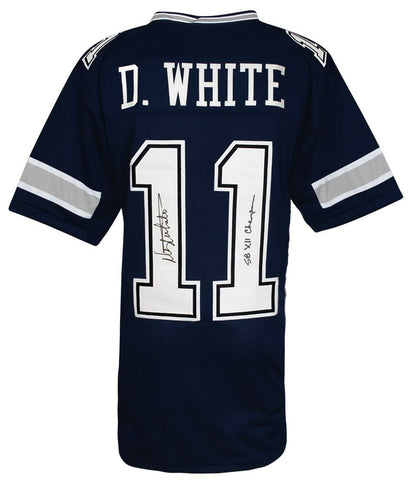 Danny White (COWBOYS) Signed Navy Custom Football Jersey w/SB Champs - (SS COA)