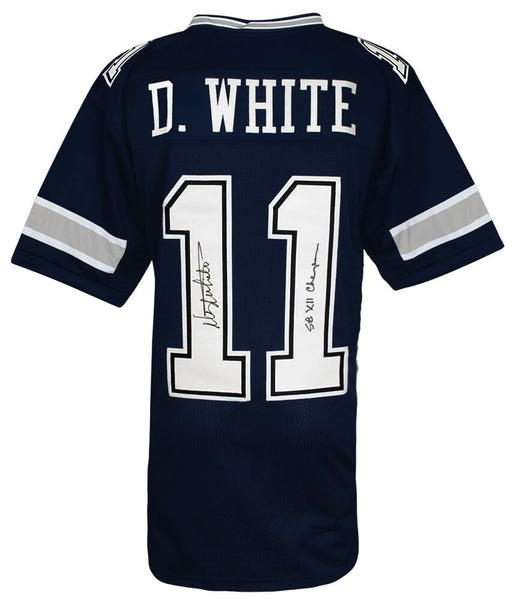 Danny White (COWBOYS) Signed Navy Custom Football Jersey w/SB Champs - (SS COA)
