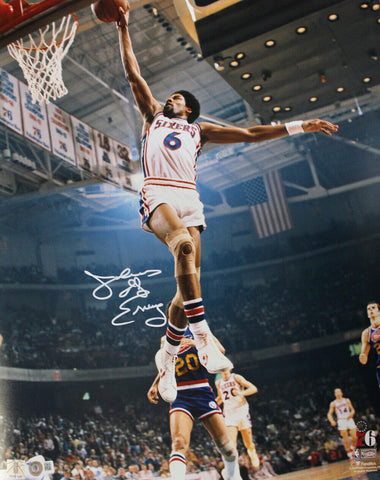Julis Erving Autographed/Signed Philadelphia 76ers 16x20 Photo Beckett 39675