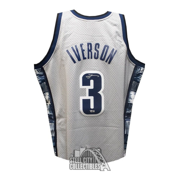 Allen Iverson Autographed Georgetown M&N Gray Basketball Jersey - Fanatics